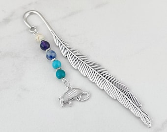 Armadillo Bookmark - Book Lover Gift - Metal Beaded Bookmark - Unique Bookmarks - Armadillo Gifts