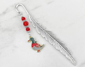 Mallard Duck Bookmark: Beaded Bird Charm Gifts