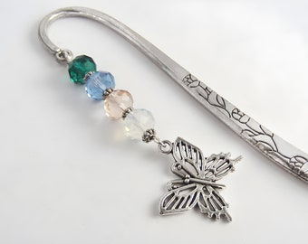 Butterfly Bookmark - Silver Butterfly Charm Bookmark - Unique Beaded Bookmark - Gifts for Teachers - Graduation Gift - Butterfly Gifts