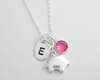 Pig Charm Necklace - Kids Jewelry - Piglet Necklace for Girls - Dainty 925 Sterling Silver Jewelry - Pig Gifts