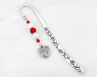 Heart Bookmark - Filigree Heart Charm Bookmark for Mom, Girlfriend or Wife - Romantic Gifts for Valentine's Day Gifts - Gifts for Readers