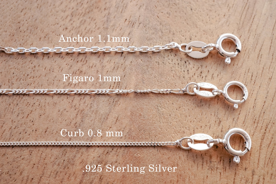 Fine Sterling Silver Chain, Anchor Chain, Figaro Chain, Curb Chain