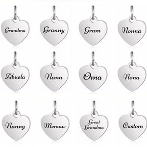 Personalized Heart Pendant, Custom Laser Engraved Stainless Steel Name or World Charm Tag