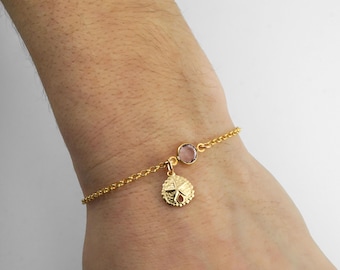 Gold Sand Dollar Bracelet - Sand Dollar Anklet - Seashell Jewelry - 14k Gold Filled Birthstone Bracelet, Summer Charm Bracelet - LAST CHANCE