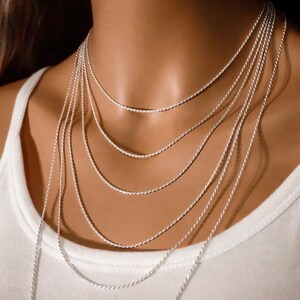 Sterling Silver Diamond Cut Rope Chain Necklace: 1.25mm, Lobster Clasp 画像 4