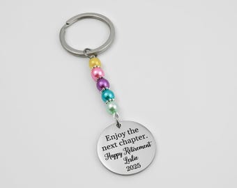 Custom Retirement Keychain - Laser Engraved Key Chain for Retirement - Personalized Key Rings - Unique Retirement Gifts for Women and Men