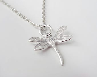 Dragonfly Necklace - 925 Sterling Silver Dragonfly Jewelry - Small Dragonfly Charm Necklace for Mother's Day Jewelry - Dragonfly Gifts