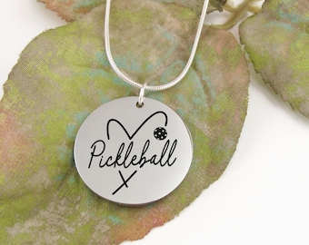 Pickleball Necklace for Pickleball Team Gifts Gifts for Pickleball Gifts for Women Stainless Steel and Sterling Silver Pickleball Jewelry