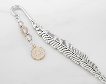 Libra Bookmark: Zodiac Sign Charm Book Marker, Beaded Astrology Gifts