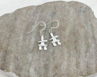 Inukshuk Earrings 925 Sterling Silver Inukshuk Jewelry Small Inukshuk Charm Canadian Earrings Dangle Earrings Inuksuk Drop Earrings