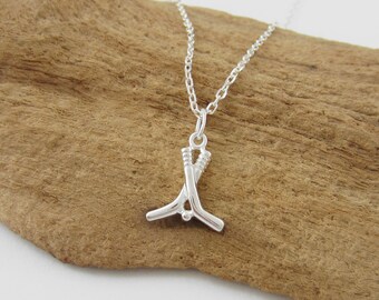 Hockey Sticks Necklace - 925 Sterling Silver Jewelry - Small Adults/Kids Sports Jewelry - Hockey Team Gifts - Hockey Coach Gift