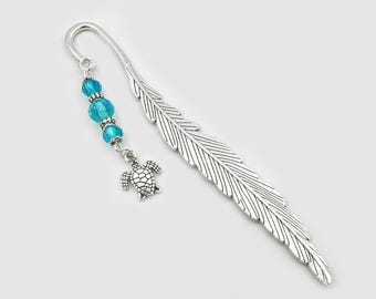 Sea Turtle Bookmark - Unique Tibetan Silver Beaded Charm Stationary - Teacher Gifts - Sea Turtle Book Marker - Sea Turtle Gifts