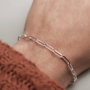 Paperclip Bracelet, Anklet or Necklace - 925 Sterling Silver Paper Clip Chain - Paperclip Necklace - Necklace Chain with Extender