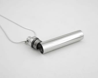 Hollow Tube Necklace - Urn Necklace, Hollow Capsule Pendant, Keepsake Jewelry, Ashes Necklace, Pet Fir Necklace, Unisex Memorial Jewelry