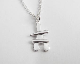 Canadian Inukshuk Necklace - 925 Sterling Silver Jewelry - Small Canada Nunavut Necklace - Inuksuk Necklace