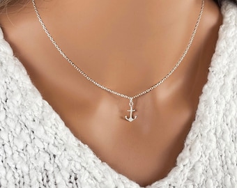 Tiny Anchor Necklace - Minimalist Necklace - 925 Sterling Silver Anchor Charm Necklace - Simple Everyday Jewelry