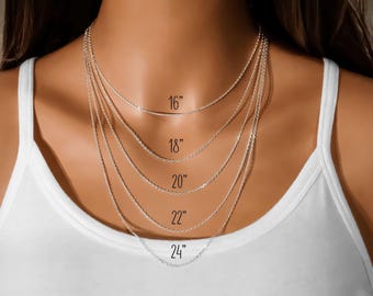 Solid Sterling Silver Chain, 925 Silver Anchor Chain, Finished Chain, Cable Necklace, Women's Chain, 1.1 mm - 16, 18, 20, 22, 24 inch