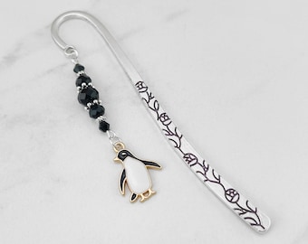 Penguin Bookmark - Metal Bookmark, Enamel Penguin Charm Bookmark, Unique Penguin Gift Ideas for Penguin Lovers, Penguin Teacher Gifts
