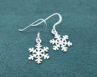 Sterling Silver Snowflake Dangle Earrings: Christmas Winter Jewelry