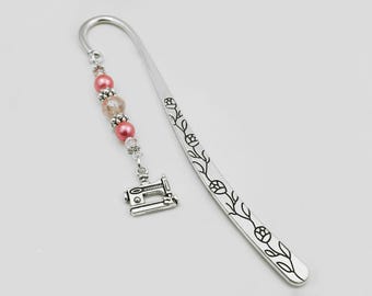 Sewing Machine Bookmark - Tibetan Silver Bookmark Stationary - Gifts for Seamstresses and Fashion Designers - Sewing Machine Book Marker