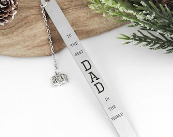 To The Best Dad In The World Bookmark: Stainless Steel Father's Day Gift from Daughter or Son