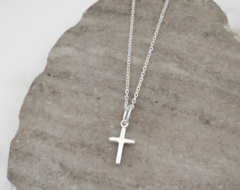 Small Men's Cross Necklace - Religious Jewelry - Christian Cross - 925 Sterling Silver Jewelry - Unisex Cross Necklace - Boys Cross Necklace