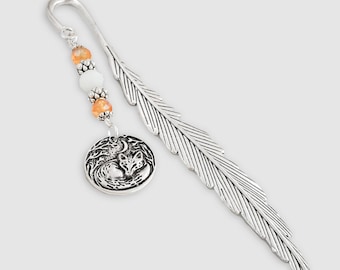 Fox Bookmark - Cute Curled Up Sleeping Fox Charm Bookmark - Tibetan Silver Stationary - Teacher Gifts - Fox Gifts