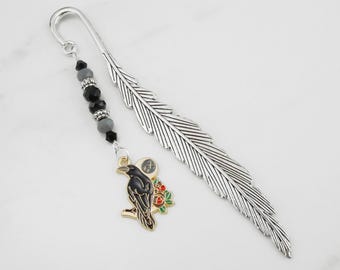 Raven Bookmark - Magical Raven Gifts - Tibetan Silver Bookmark - Mystical Bird Bookmark - Enamel Raven Charm Bookmark - Spiritual Bookmark