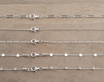 Sterling Silver Chain Necklace for Women in 14, 15, 16, 17, 18, 19, 20, 21, 22, 23, 24, 25, 26, 27, 28, 29, 30, 31, 32, 33, 34, 35, 36 inch