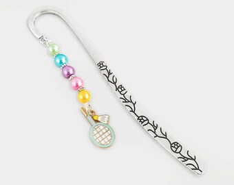 Badminton Bookmark Badminton Racket and Birdie Charm Bookmark Sports Gifts Unique Beaded Bookmark Badminton Gifts for Badminton Coach Gifts