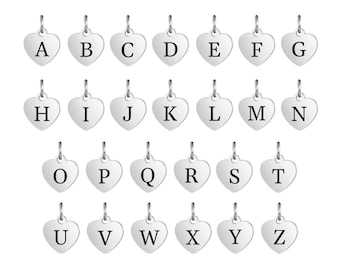 Personalized Heart Charm, Stainless Steel Initial Charm Pendant, Laser Engraved Custom Letter Pendant, Custom Alphabet Charm Add on