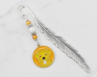 Golden Retriever Bookmark for Kids - Golden Retriever Mom Gift for Readers, Unique Big Dog Gifts, Enamel Dog Charm Bookmarks, Dog Lover Gift