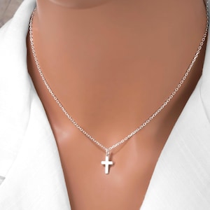 Sterling Silver Cross Necklace - Small Cross Charm Necklace - Religious Jewelry - Minimalist Cross Pendant - Unisex Cross Necklace