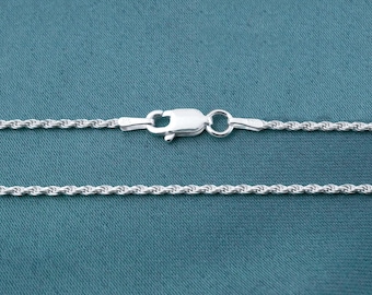Sterling Silver Diamond Cut Rope Chain Necklace: 1.25mm, Lobster Clasp