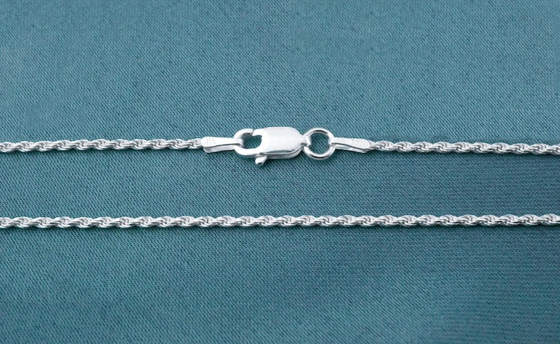 Sterling Silver Diamond Cut Rope Chain Necklace: 1.25mm, Lobster Clasp 画像 1