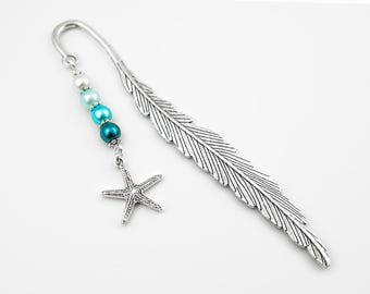 Starfish Bookmark: Silver Beaded Ocean Gift for Teachers and Readers