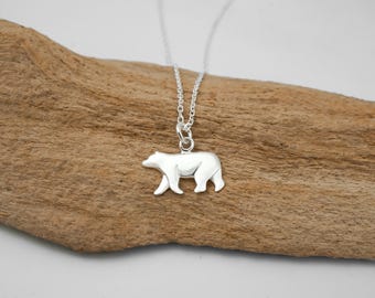 Sterling Silver Bear Pendant Necklace
