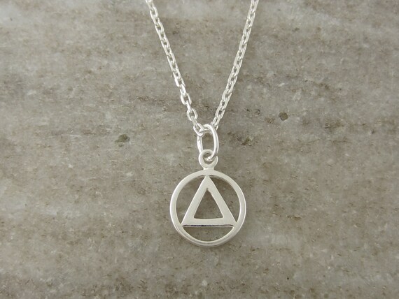 Tiny AA Symbol Necklace Sobriety Gifts Alcoholics Anonymous 925