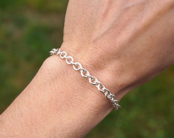 Sterling Silver Cable Chain Bracelet, Anklet or Necklace - 5.2 x 4.5mm - Minimalist Unisex Jewelry