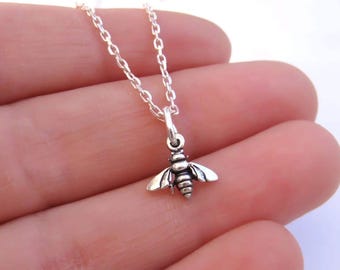 Tiny Bumblebee Necklace - Minimalist 925 Sterling Silver Jewelry - Bumblebee Jewelry for Women and Girls