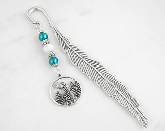 Forest Bookmark: Antique Silver Tree Beaded Book Marker, Nature Gifts