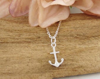 Small Anchor Necklace - Minimalist Ocean Necklace - 925 Sterling Silver Ship Anchor Charm Necklace - Simple Nautical Jewelry