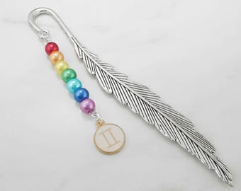 Gemini Bookmark - Gemini Zodiac Sign Charm Bookmark, Astrology Bookmark, Gemini Gifts, Astrology Gifts, Zodiac Gifts, Beaded Metal Bookmark