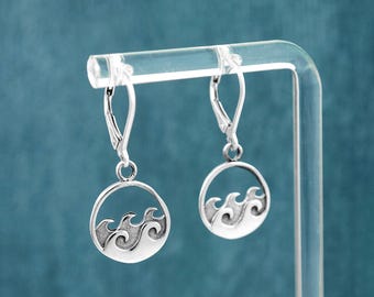 Sterling Silver Ocean Wave Earrings: Beachy Summer Jewelry