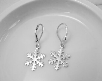 Silver Snowflake Earrings | 925 Sterling Silver Christmas Jewelry, Snowflake Dangle Earrings, Winter Earrings, Christmas Earrings