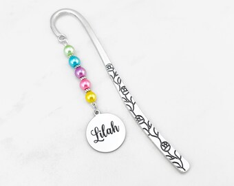 Custom Name Bookmark - Reader Gifts for Teachers - Personalized Name Beaded Bookmark - Laser Engraved Name Stationary or Keychain