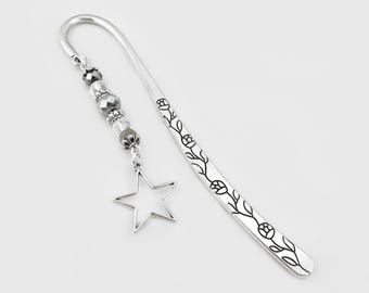 Star Bookmark - Gifts for Readers - Book Lover Gifts - Star Charm Bookmark - Tibetan Silver Beaded Bookmark - Unique Bookmarks