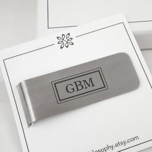 Pince à billets personnalisée - cadeau pour homme décoré d'un monogramme - pince à billets personnalisée gravée au laser - cadeau fête des pères - pince à billets monogramme - cadeau papa