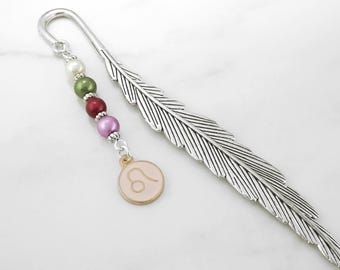 Leo Bookmark: Zodiac Sign Charm Book Marker, Beaded Astrology Gifts