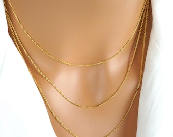 Thin Gold Chain, Gold Filled .925 Sterling Silver Anchor Chain Necklace, Finished Chain, Women's Chain, 1.2 mm - 16, 18, 20 inches